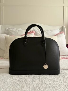 Genuine Leather Pulicati brand Black Dome Satchel Bag